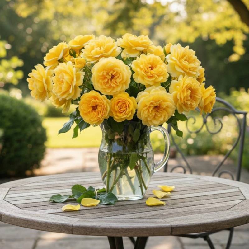 Rosier ancien Molineux® 'Ausmol' à fleurs Jaune/ - feuillage Caduc - Pot de 3L - 20/40 cm - Image 2