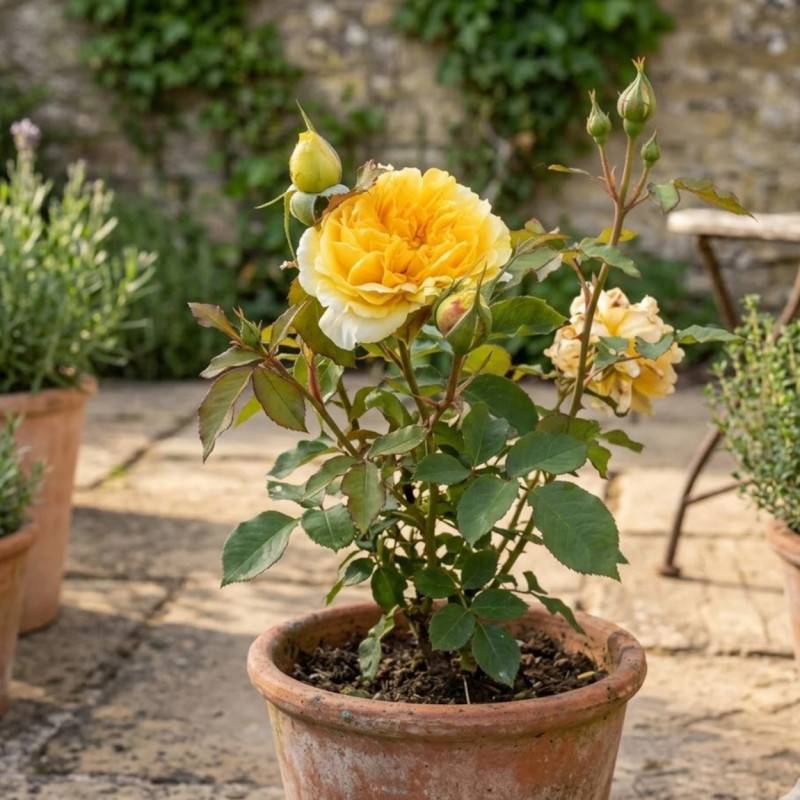 Rosier ancien Molineux® 'Ausmol' à fleurs Jaune/ - feuillage Caduc - Pot de 3L - 20/40 cm - Image 5
