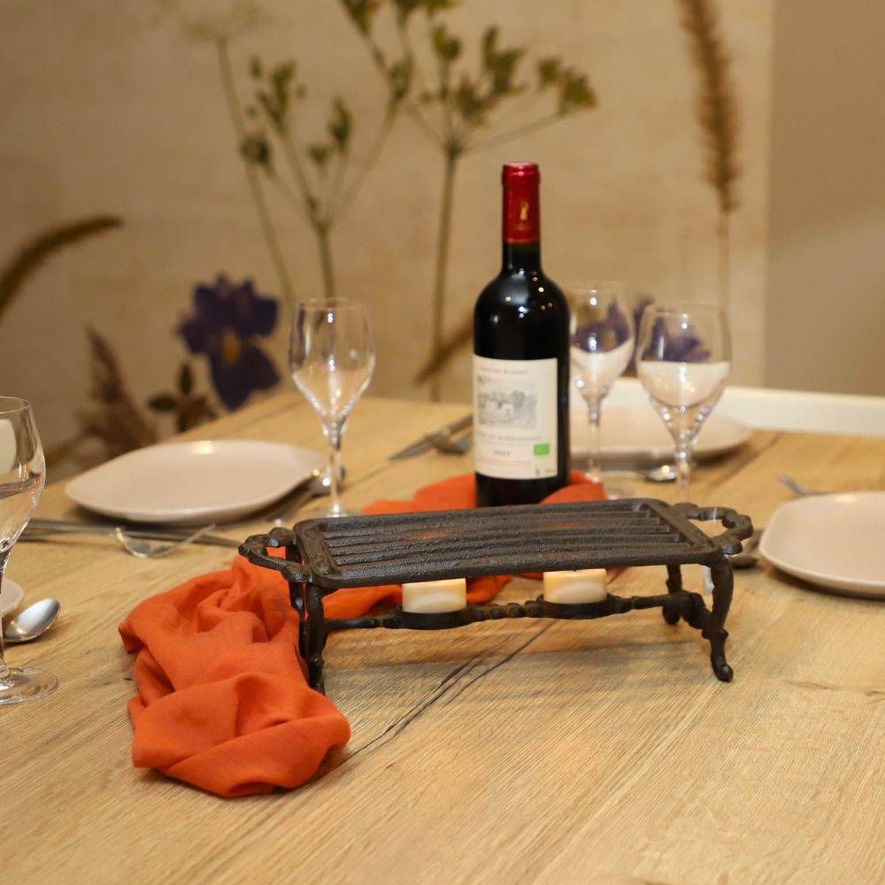 Chauffe plat en fonte marron 33.5 x 15 x 8 cm Chemin de campagne - Image 2