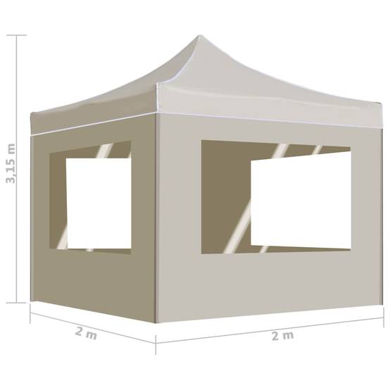 Tente de réception pliable avec parois Aluminium Crème 2 x 2 x 3,15 m - PANGIVO - Image 9