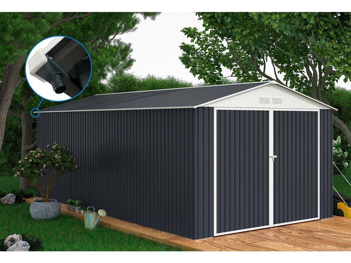 Habitat Et Jardin - Garage Métal " Houston" - 18,56m² Avec Gouttière - Anthracite -habitat Et Jardin - Image 2