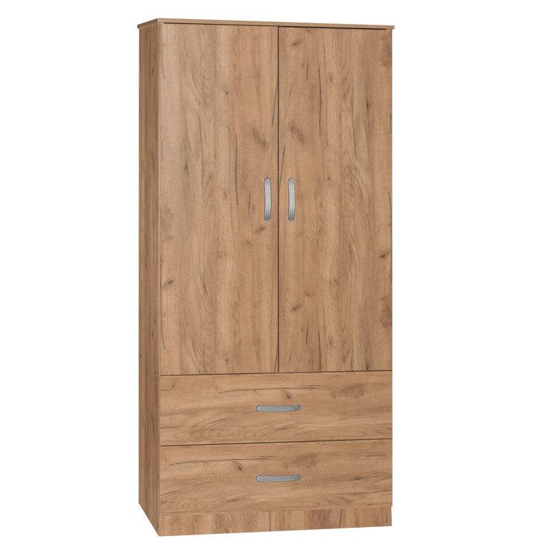armoire kia  avec 2 portes et tiroirs couleur bois  naturelle 79x42x180cm - Image 1