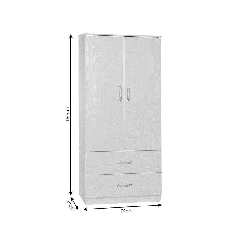 armoire kia  avec 2 portes et tiroirs couleur bois  naturelle 79x42x180cm - Image 5