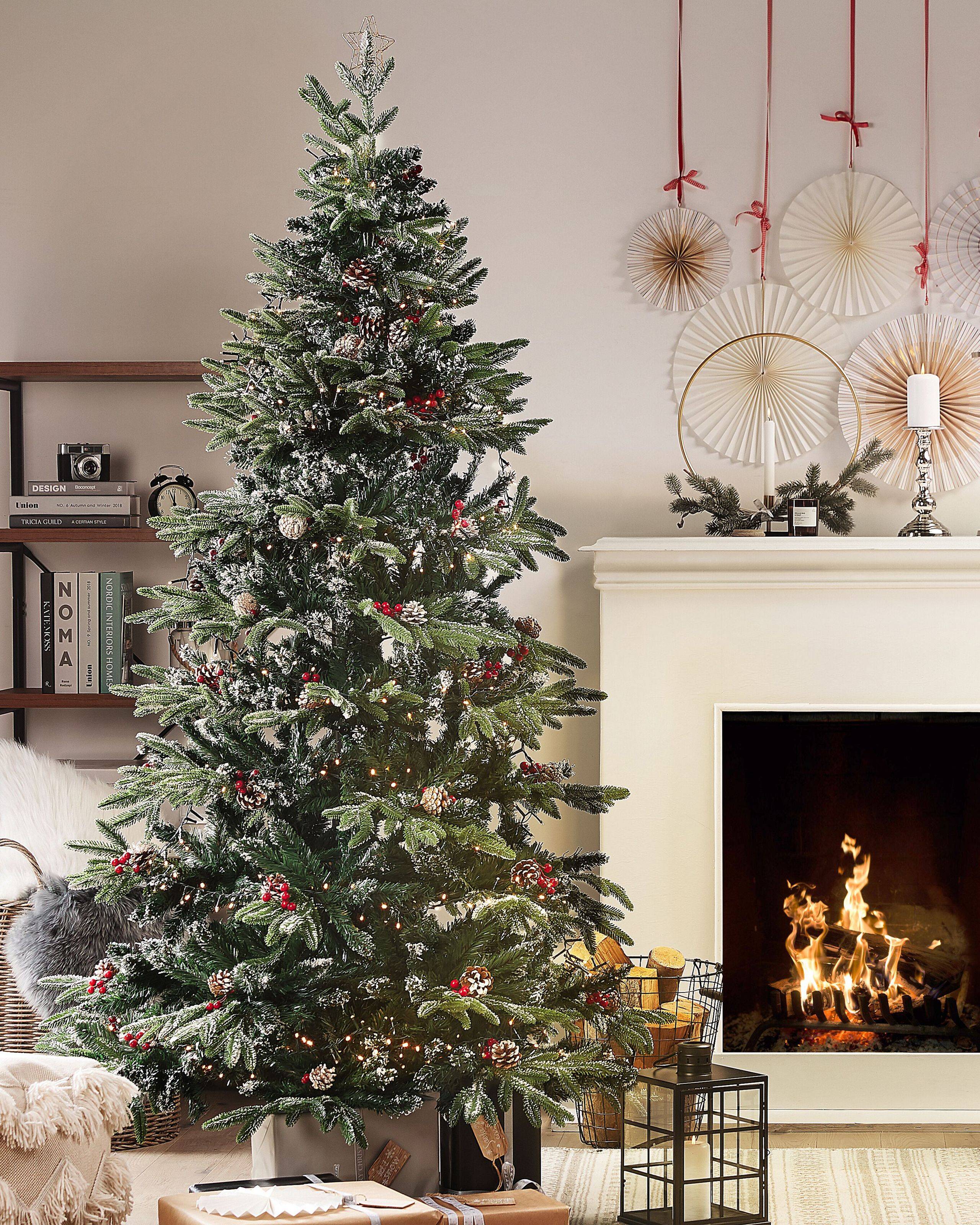 Beliani - Sapin de Noël Artificiel 210 cm Vert avec effet Branches Givrées et Décorations Idéal Pour les Fêtes Beliani - Imagen 2