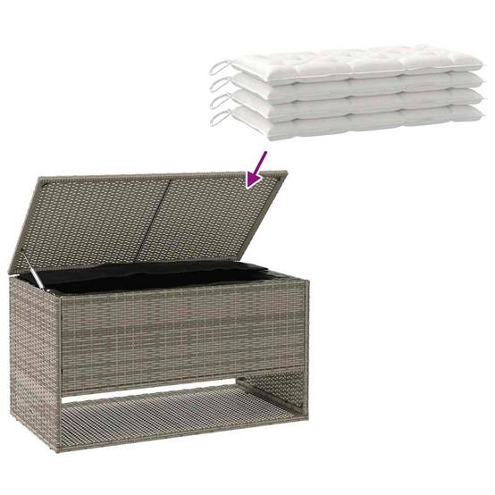 Malle à Coussins de Jardin Résine Tressée Anti-UV Imperméable avec Ouverture Sécurisée Gris 100x55x55.5 cm – ComfortXL Outdoor Living - Image 7