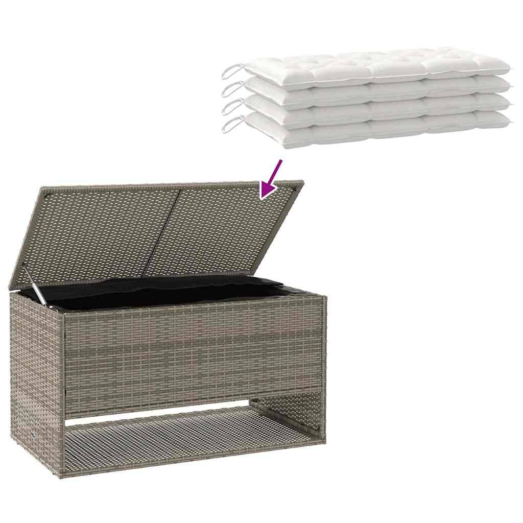 Malle à Coussins de Jardin Résine Tressée Anti-UV Imperméable avec Ouverture Sécurisée Gris 100x55x55.5 cm – ComfortXL Outdoor Living - Image 7