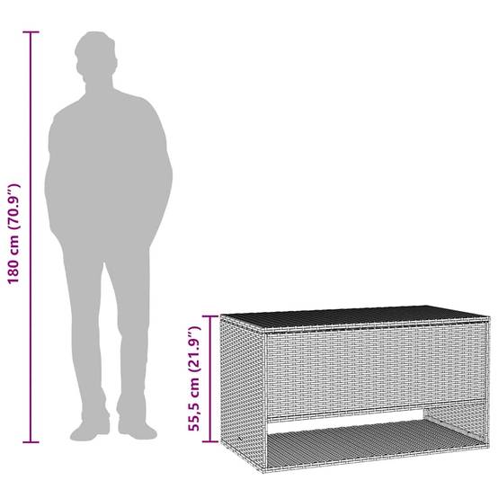 Malle à Coussins de Jardin Résine Tressée Anti-UV Imperméable avec Ouverture Sécurisée Gris 100x55x55.5 cm – ComfortXL Outdoor Living - Image 4