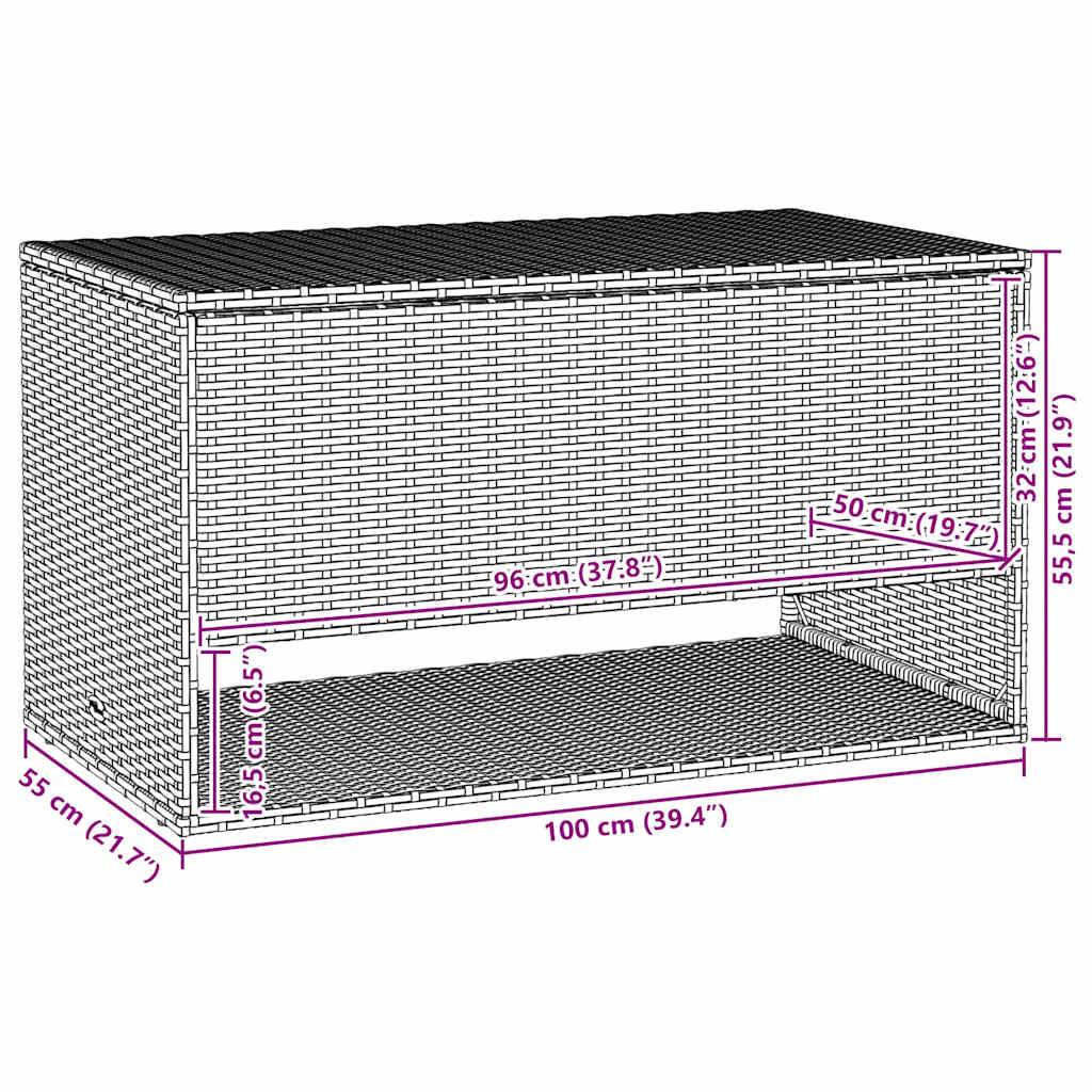 Malle à Coussins de Jardin Résine Tressée Anti-UV Imperméable avec Ouverture Sécurisée Gris 100x55x55.5 cm – ComfortXL Outdoor Living - Image 10