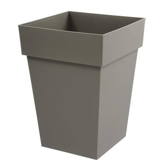 EDA Plastiques - Eda Pot De Fleur Mi-haut Carré Toscane - 39 X 39 X H 53 Cm - 51 L - Taupe - Image 2
