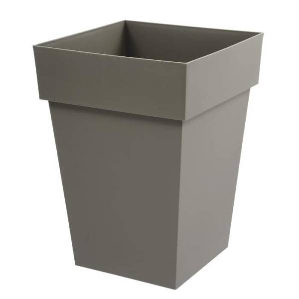 EDA Plastiques - Eda Pot De Fleur Mi-haut Carré Toscane - 39 X 39 X H 53 Cm - 51 L - Taupe - Image 2