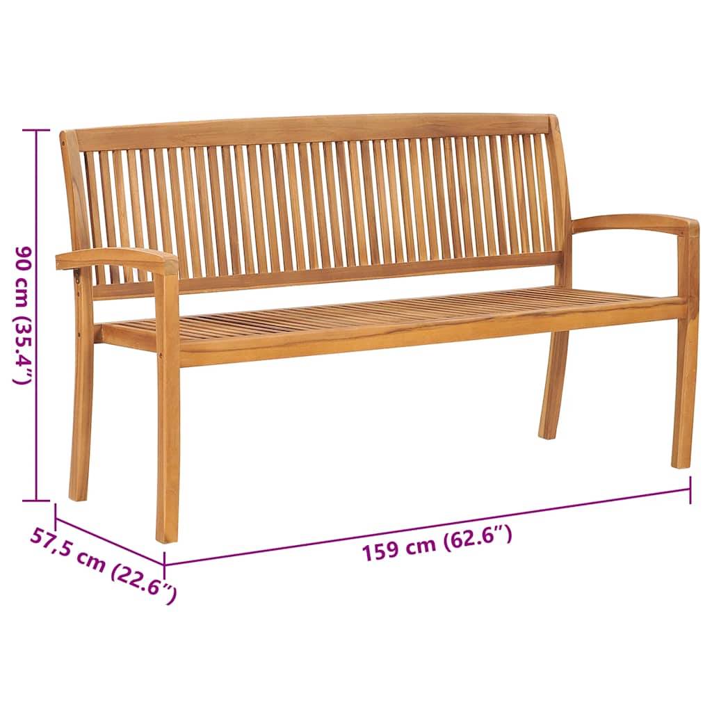 PANGIVO - Banc de jardin bois de teck naturel et gris 159 x 57.5 x 90 cm - PANGIVO - Image 7