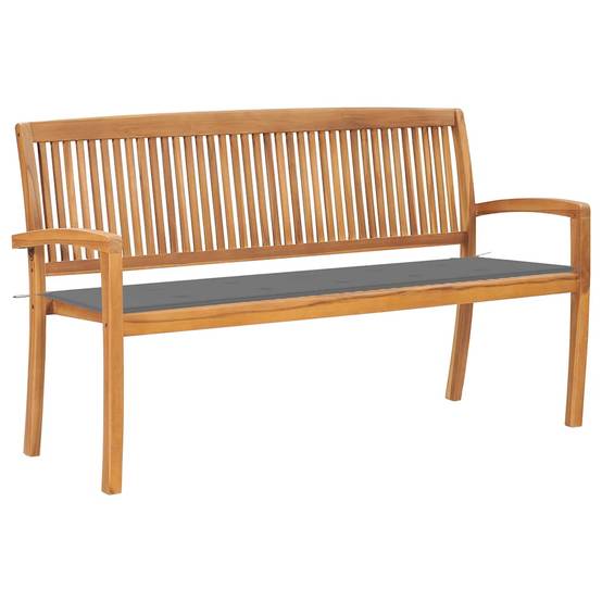 PANGIVO - Banc de jardin bois de teck naturel et gris 159 x 57.5 x 90 cm - PANGIVO - Image 1