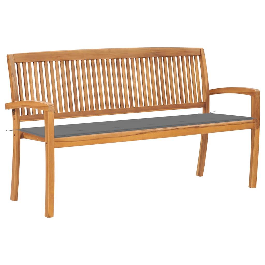PANGIVO - Banc de jardin bois de teck naturel et gris 159 x 57.5 x 90 cm - PANGIVO