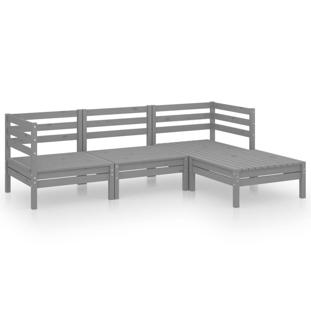 Helloshop26 - Salon de jardin meuble d'extérieur ensemble de mobilier 4 pièces bois de pin massif gris - Imagen 1