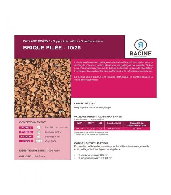 Brique concassée pour drainage décoratif 10x20L RACINE KOM36-10x20 - Image 2