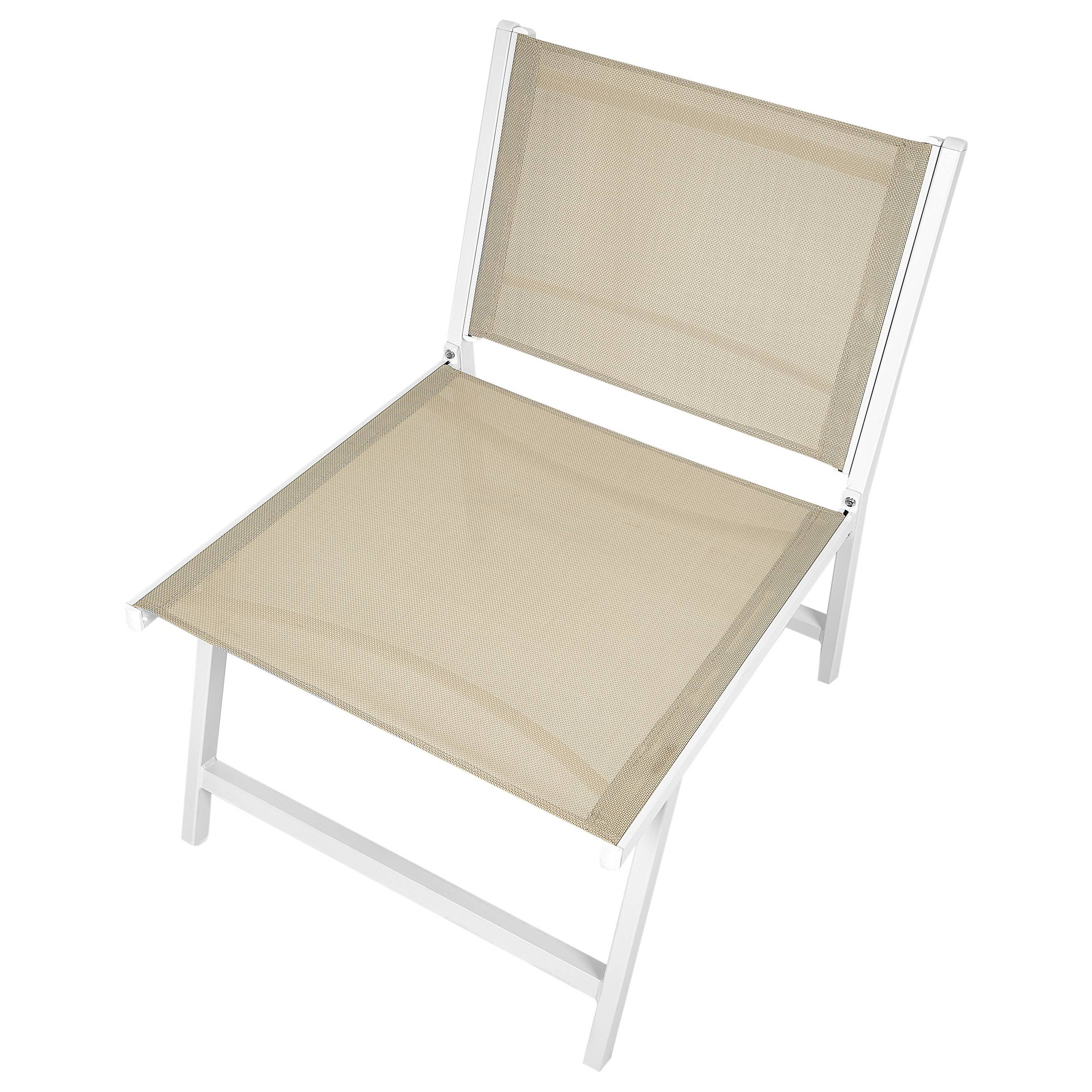 Beliani - Chaise de jardin Revêtement textile Blanc/beige MARCEDDI - Beliani - Imagen 8