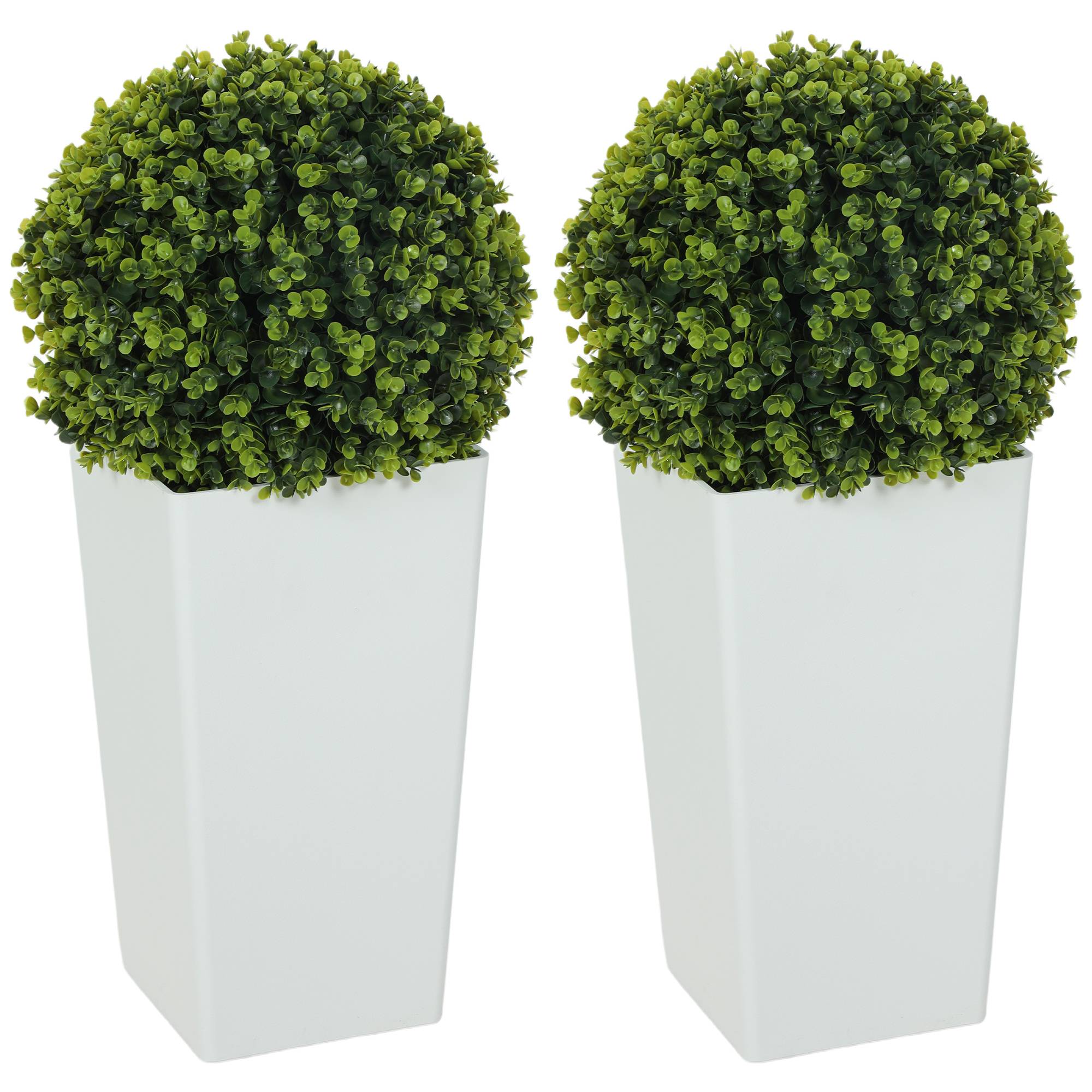 Sans Marque - Lot 2 boules d'eucalyptus 65cm, protection UV, 330 feuilles, pot, vert