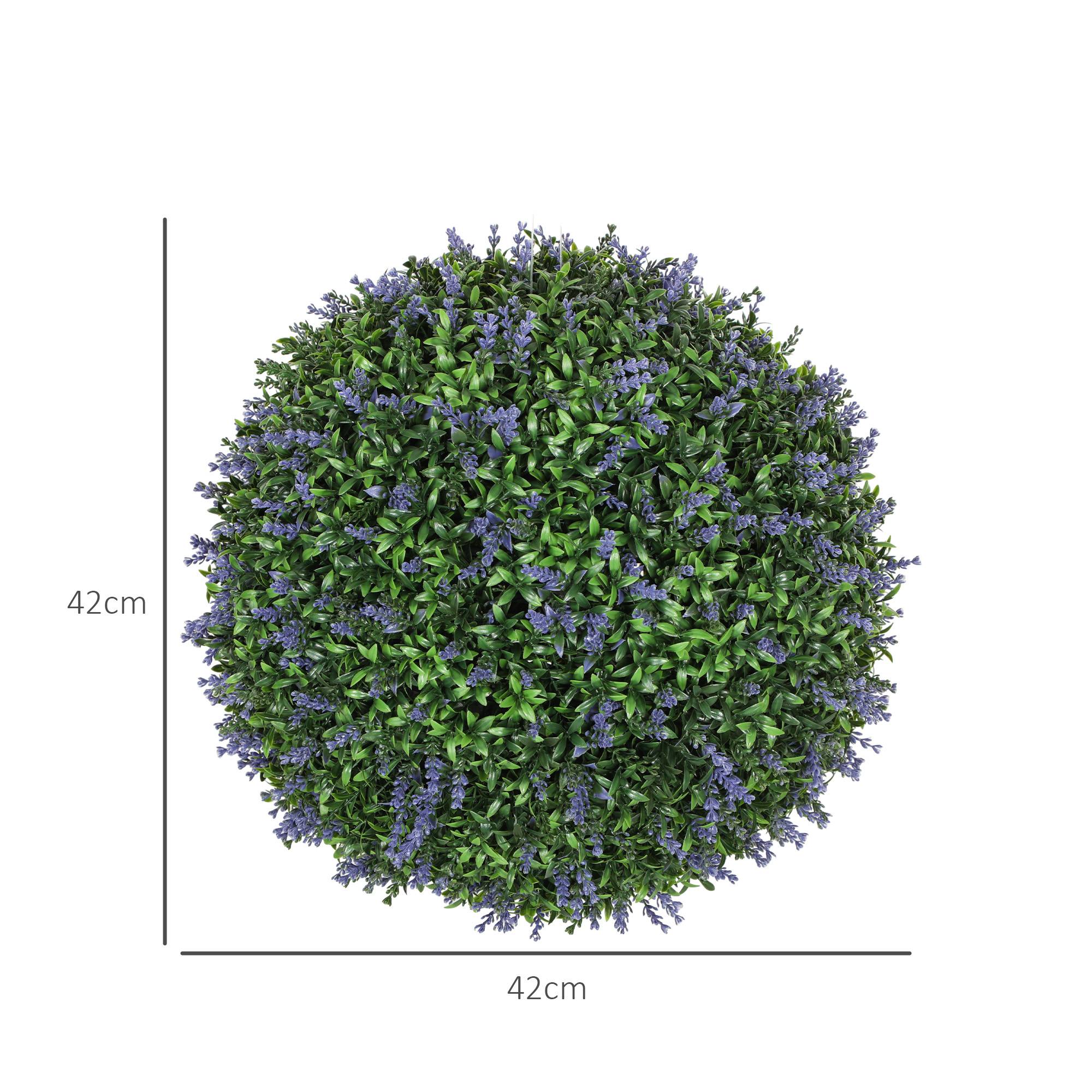 Sans Marque - Lot 2 plantes artificielles sphériques UV intérieur extérieur 42 cm vertes violettes - Image 5