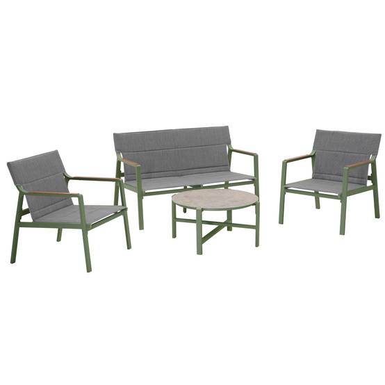 Oviala - Salon de jardin 4 places en aluminium vert kaki Leki - Oviala - Image 1