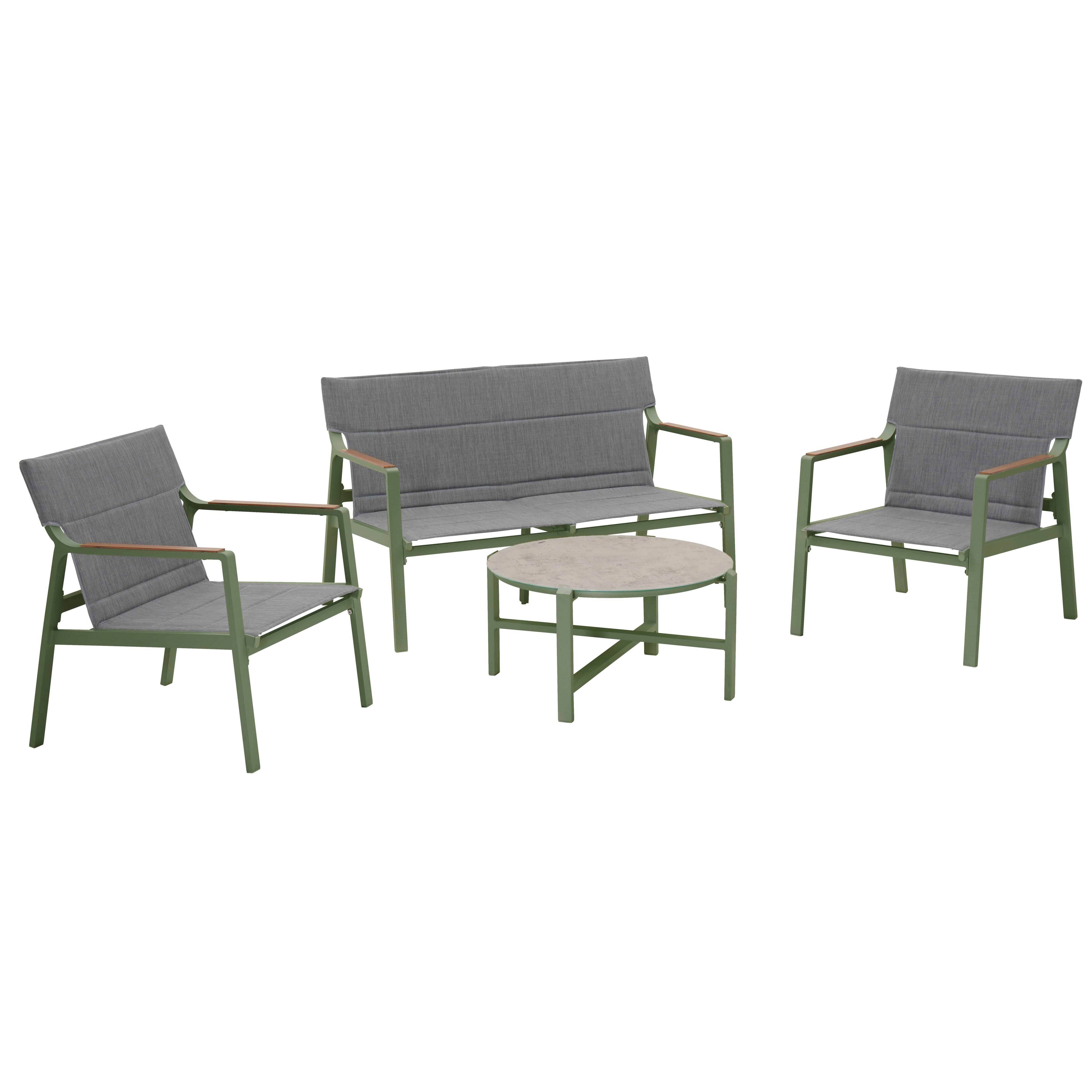 Oviala - Salon de jardin 4 places en aluminium vert kaki Leki - Oviala - Image 1