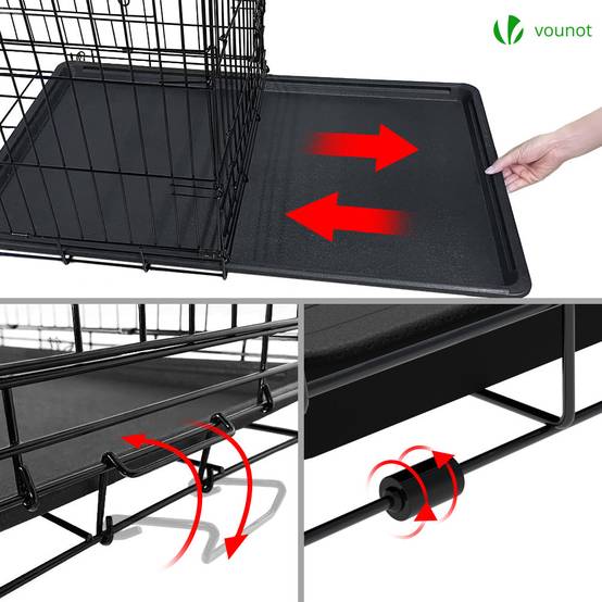 Cage pour chien pliable avec 2 portes verrouillable plateau amovible et housse de protection 107x70x78cm - Image 5