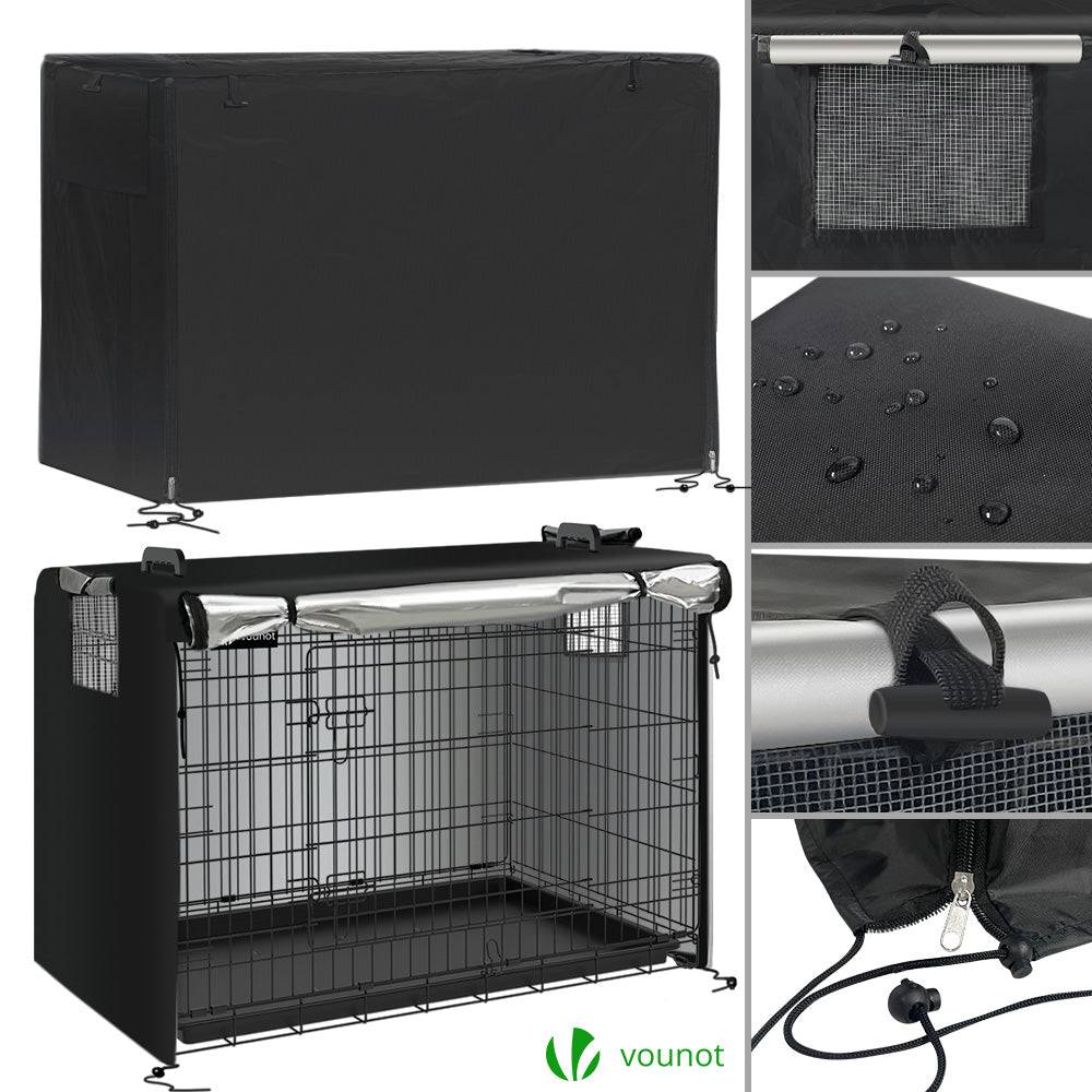 Cage pour chien pliable avec 2 portes verrouillable plateau amovible et housse de protection 107x70x78cm - Image 6