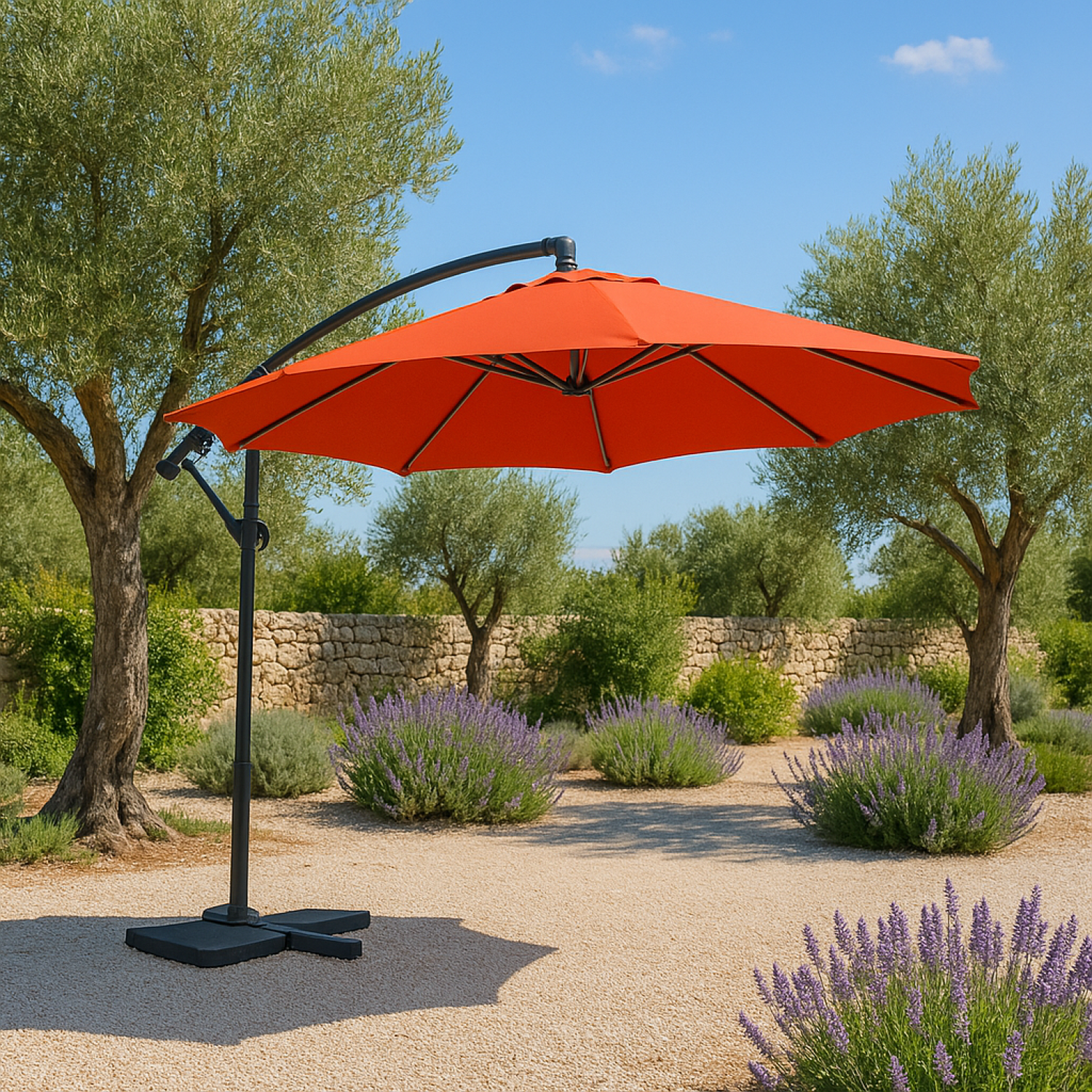 Concept Usine - Parasol terracotta droit carré 3 x 3 m led SOLENZARA - Image 3