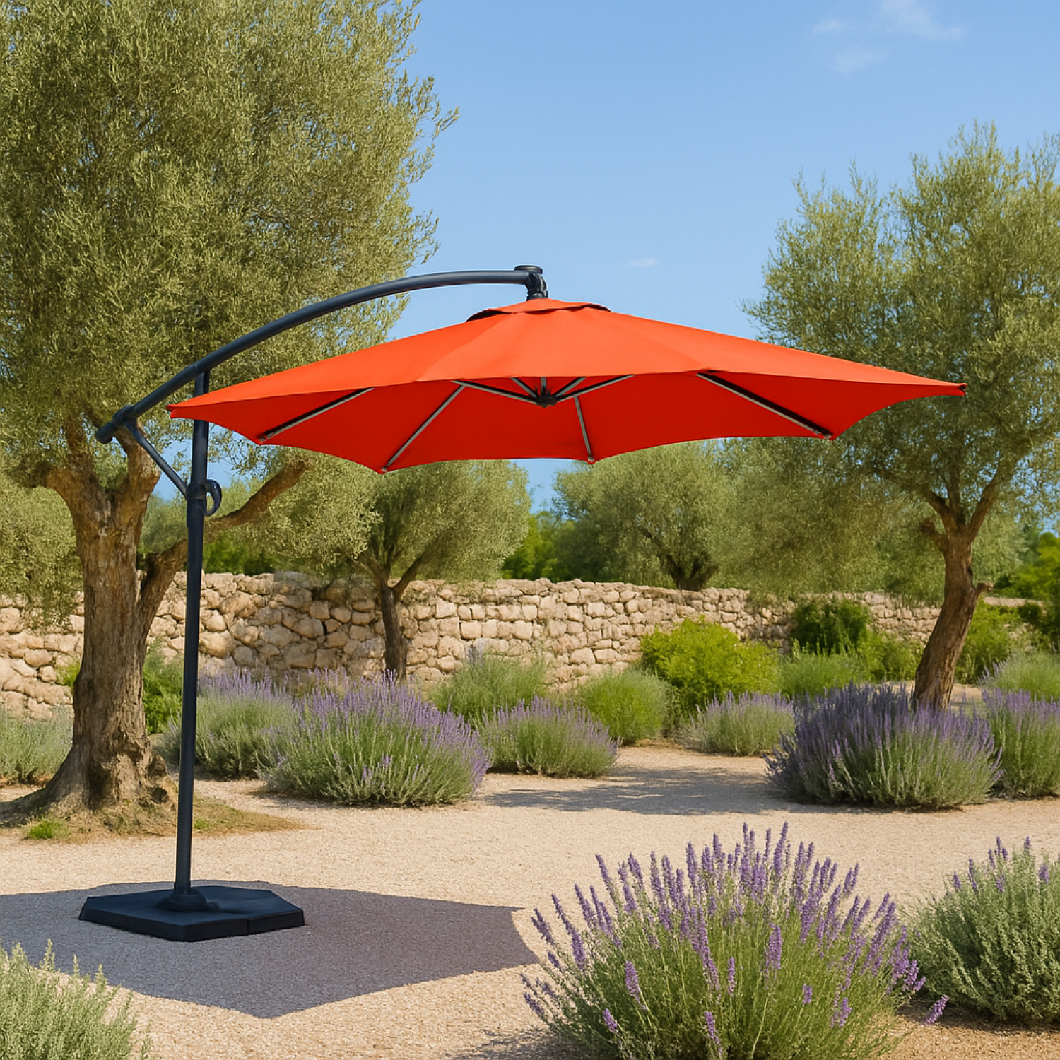 Concept Usine - Parasol terracotta droit carré 3 x 3 m led SOLENZARA - Image 2