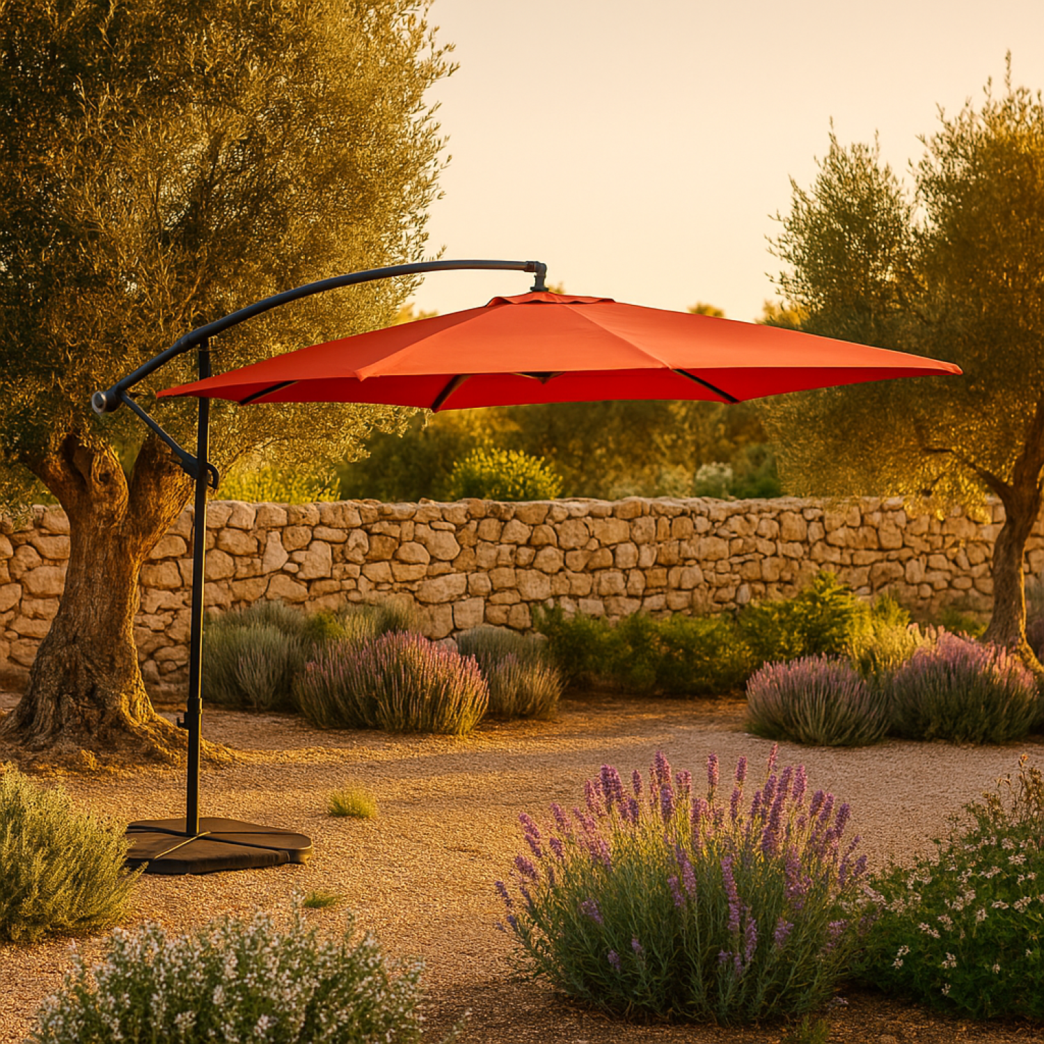 Concept Usine - Parasol terracotta droit carré 3 x 3 m led SOLENZARA - Image 4
