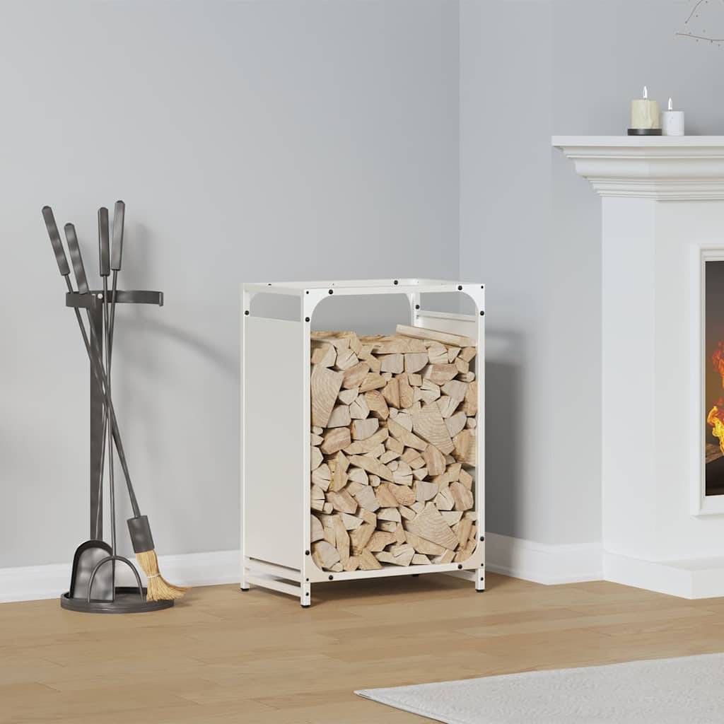 Range-bûches en Acier pour Cheminée Intérieur Design moderne Blanc 65cm – ComfortXL Outdoor Living - Image 1