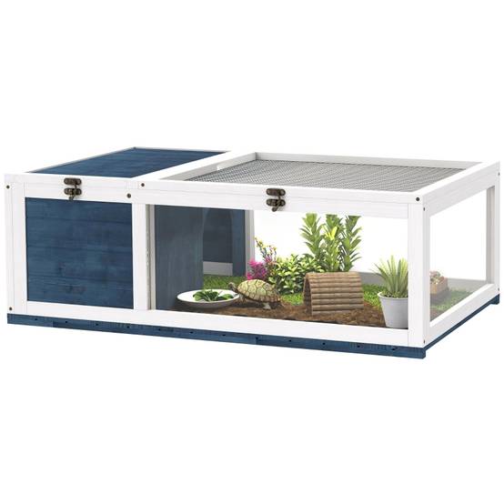 Habitat tortues de terre enclos extérieur 91 x 60.5 x 32 cm bois de sapin bleu - PANGIVO - Image 8