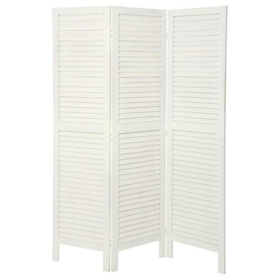 Paravent 3 Panneaux en Bois "Camila" 120x170cm Blanc - Image 1