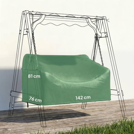Housse balancelle 2 places Tissu Oxford 420D Extérieur Imperméable anti-UV 142x76x81cm Noir - ComfortXL Outdoor Living - Image 5