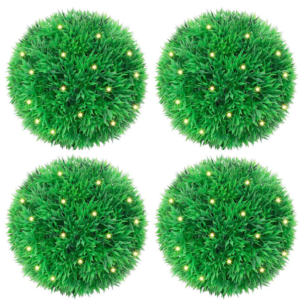 PANGIVO - Boules de buis artificielles avec LED polyéthylène vert 12 x 12 x 12 cm, poids:0.9kg - PANGIVO