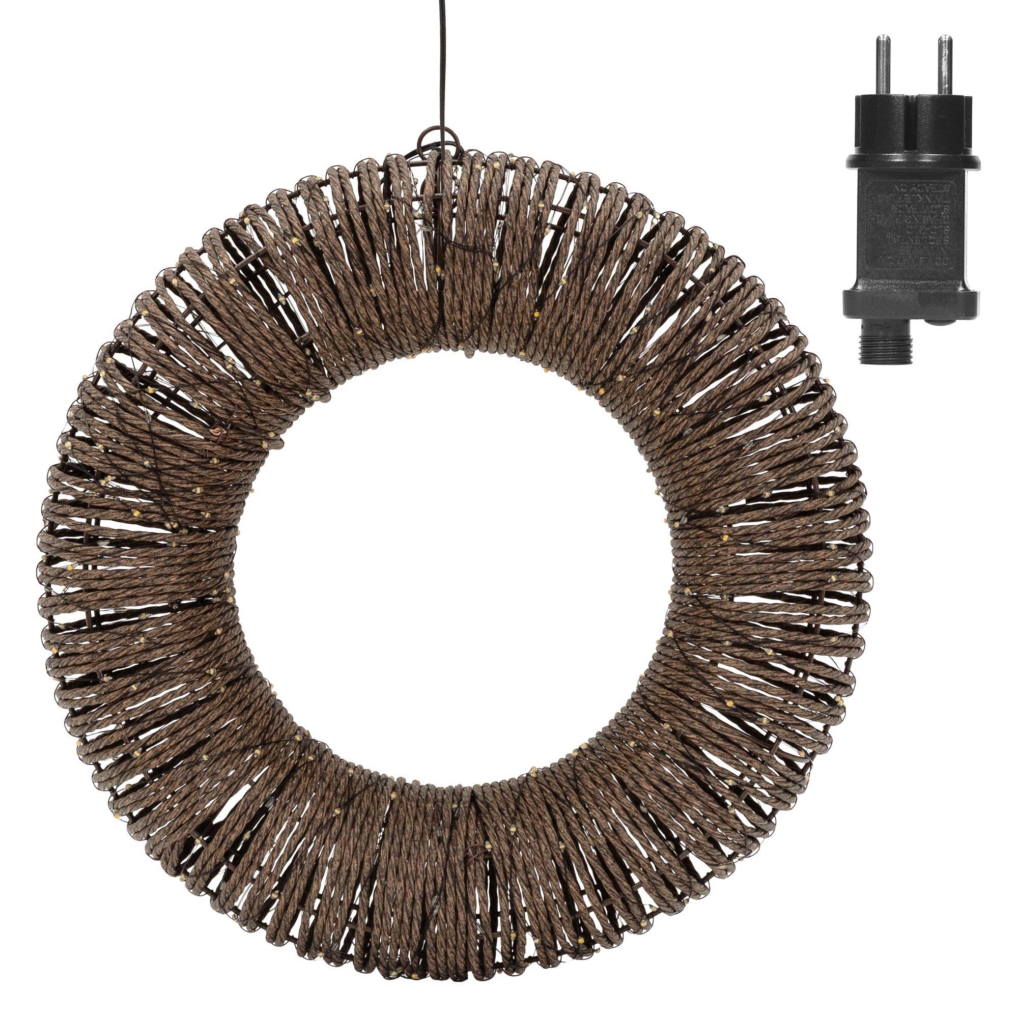 Ecd-Germany - Couronne lumineuse de Noël LED Ø 38 cm, 400 lumières blanc chaud, effet scintillant, en corde et métal, minuterie intégrée, intérieur / extérieur - Image 2