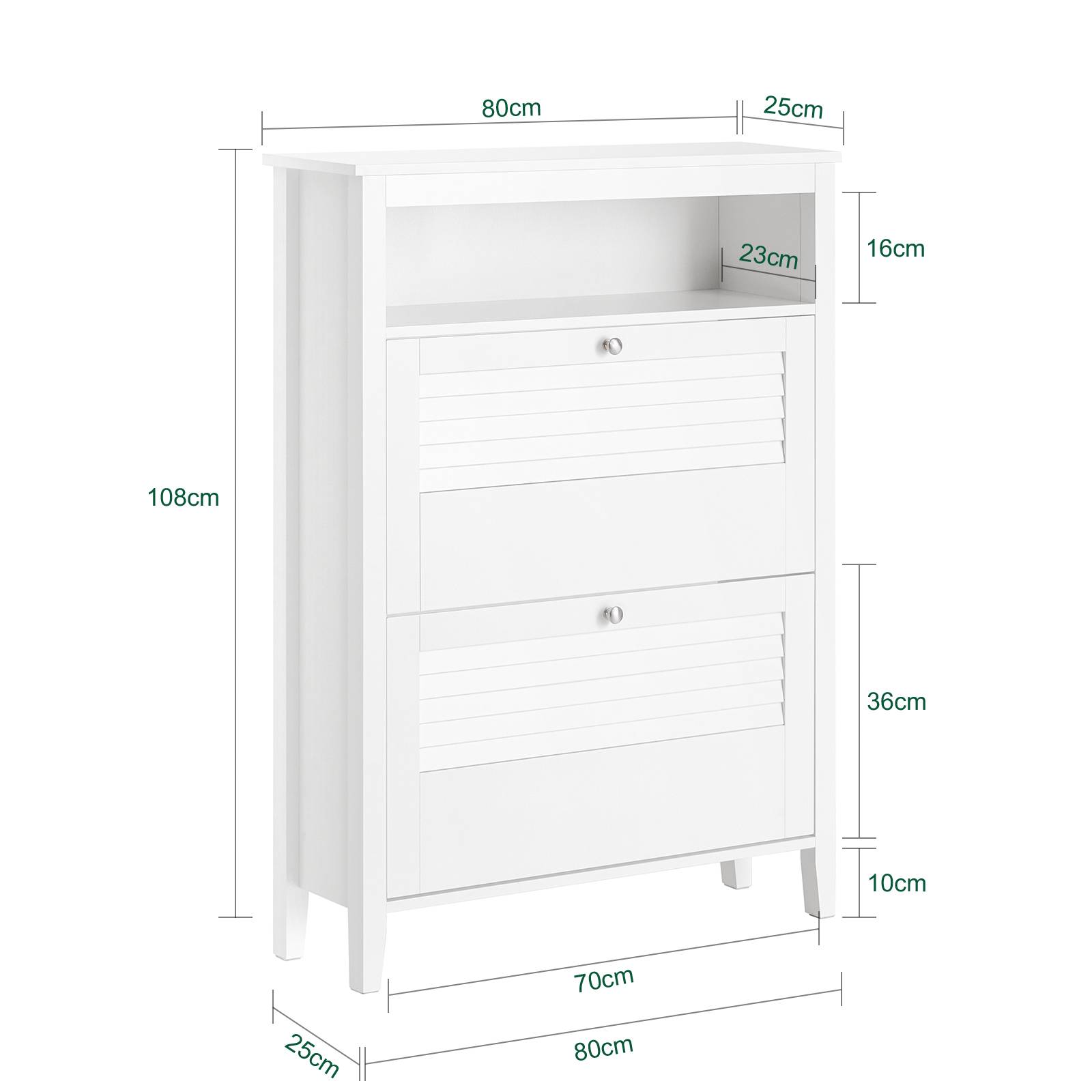 SoBuy Armoire de Rangement à Chaussures avec 2 Portes, Meuble d'Entrée Blanc, 80 x 25 x 108 cm, Modèle FSR152-W - Imagen 3