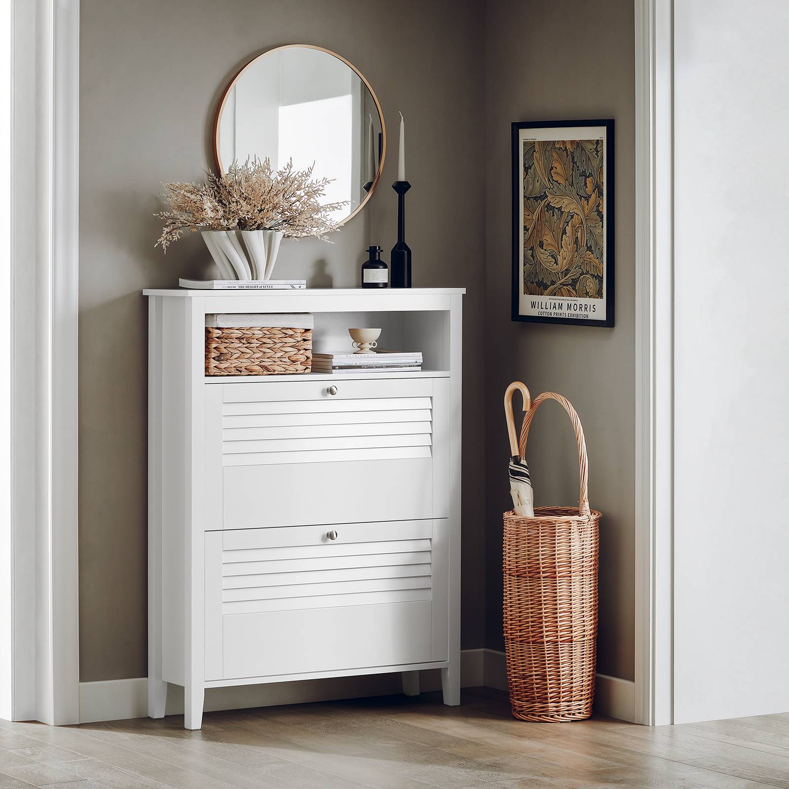 SoBuy Armoire de Rangement à Chaussures avec 2 Portes, Meuble d'Entrée Blanc, 80 x 25 x 108 cm, Modèle FSR152-W - Imagen 2