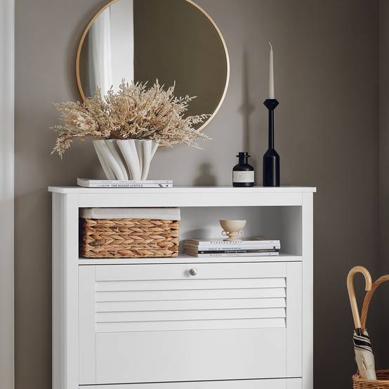 SoBuy Armoire de Rangement à Chaussures avec 2 Portes, Meuble d'Entrée Blanc, 80 x 25 x 108 cm, Modèle FSR152-W - Image 4