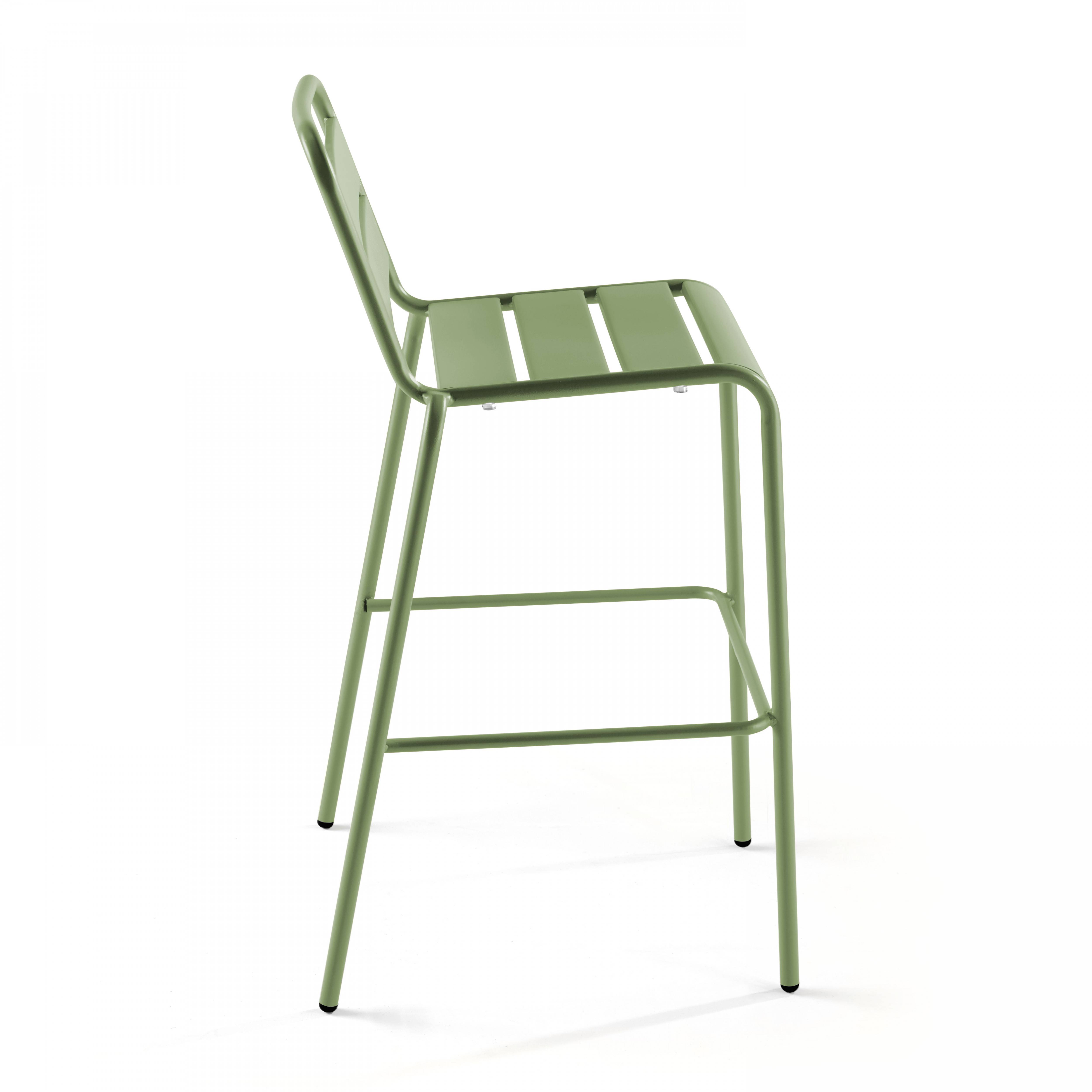 Oviala - Ensemble table de bar et 4 chaises hautes en métal vert cactus Palavas - Oviala - Imagen 6
