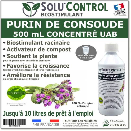 SOLU'CONTROL - Purin de Consoude - 500 ml Concentré Biostimulant Racinaire, Favorise la Croissance et la Floraison - Image 1