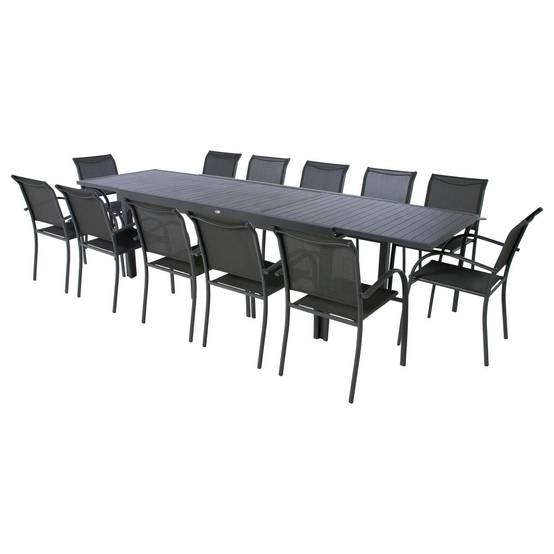 Hesperide - Table de jardin extensible "Piazza" graphite 12 places en aluminium traité époxy Hespéride - Image 4