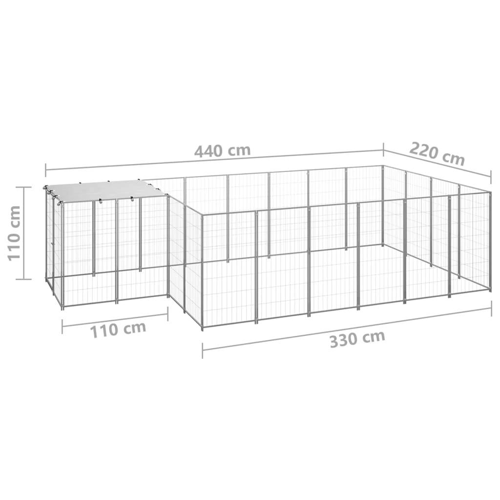 Vidaxl - Chenil Argenté 8,47 m² Acier vidaXL 3082209 - Imagen 7