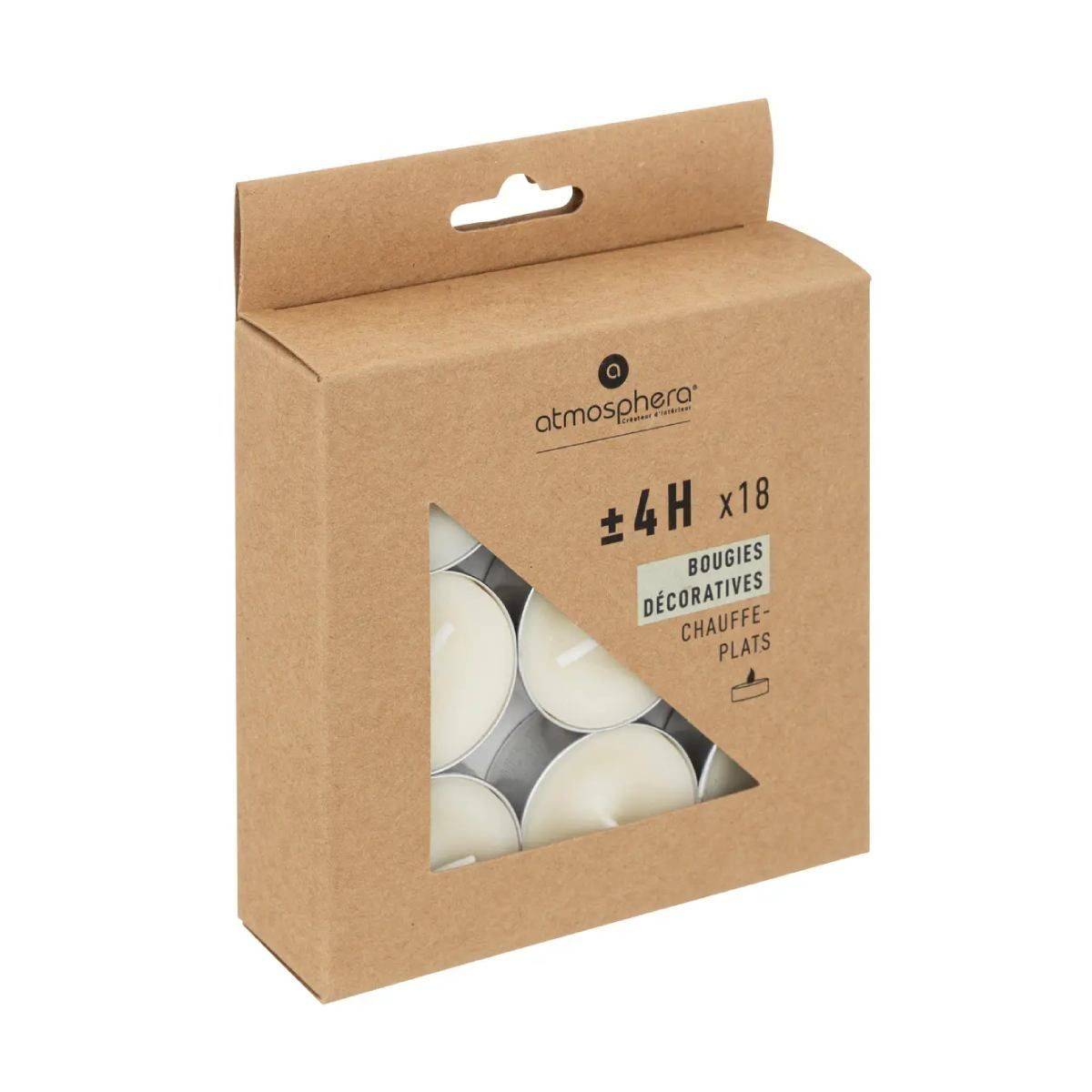 Atmosphera - 18 Bougies chauffe-plats "Hugo" H1,5cm blanc ivoire - Atmosphera Créateur d'intérieur - Imagen 3