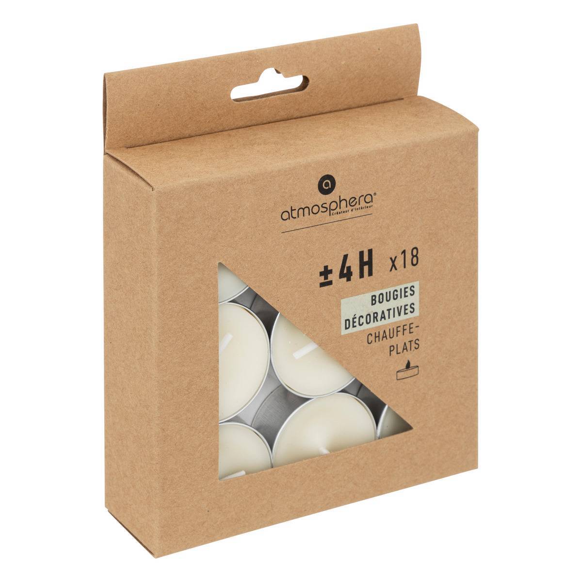 Atmosphera - 18 Bougies chauffe-plats "Hugo" H1,5cm blanc ivoire - Atmosphera Créateur d'intérieur - Imagen 2