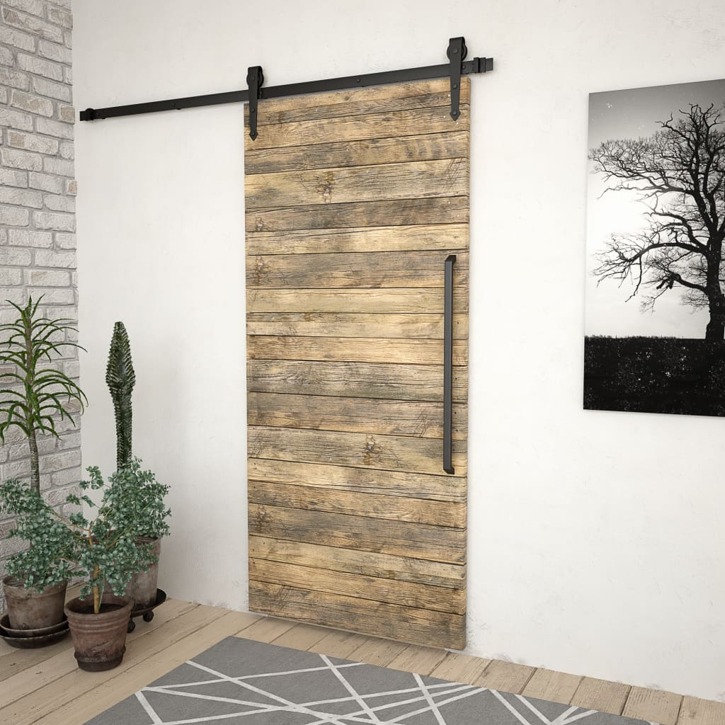 Vidaxl - Kit de quincaillerie de porte coulissante 183 cm Acier Noir - vidaXL - Imagen 3