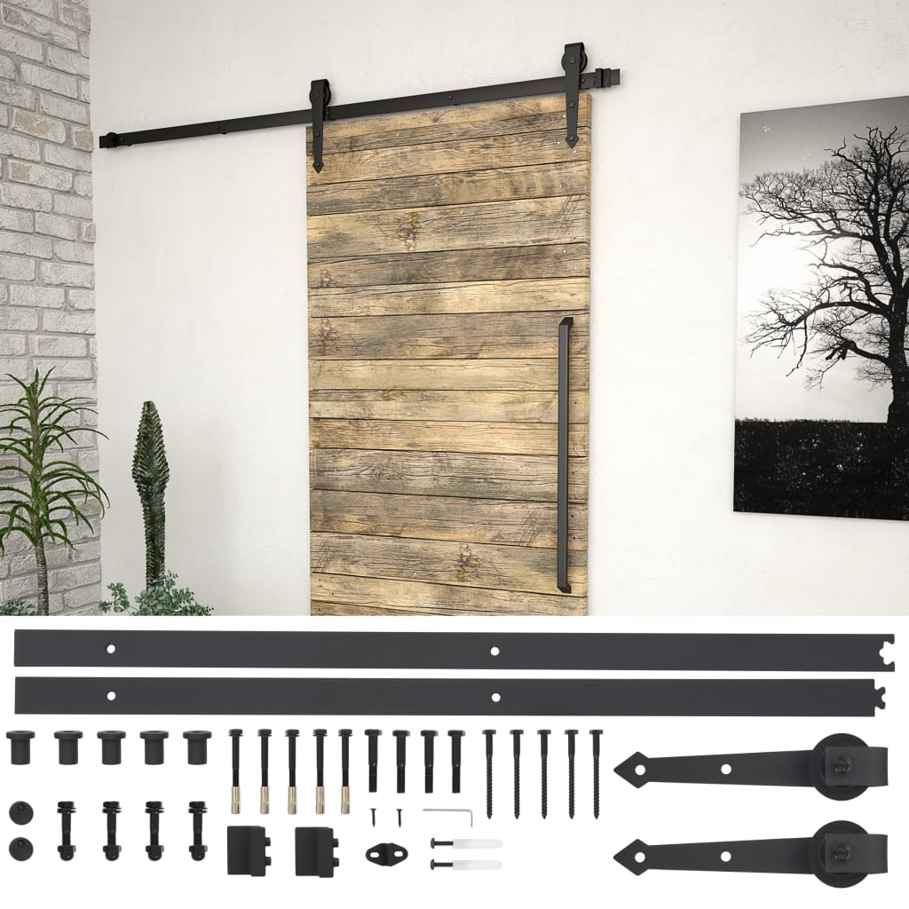Vidaxl - Kit de quincaillerie de porte coulissante 183 cm Acier Noir - vidaXL - Imagen 2