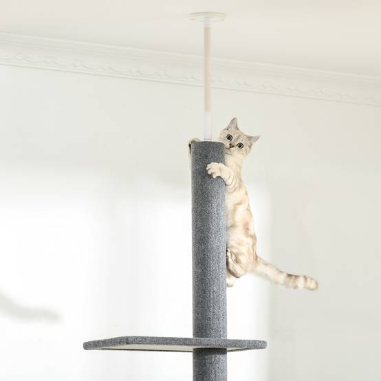 Arbre à chat plafond panneaux particules pour intérieur escalade 43x27x260cm gris - ComfortXL Outdoor Living - Image 9