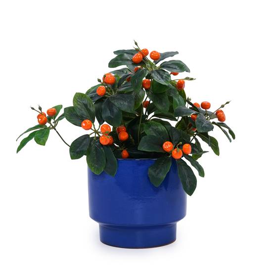 Ensemble de 3 pots de fleurs en céramique, finition bleue unie, Ø 38,1/30,5/22,9 cm - PANGIVO - Image 8