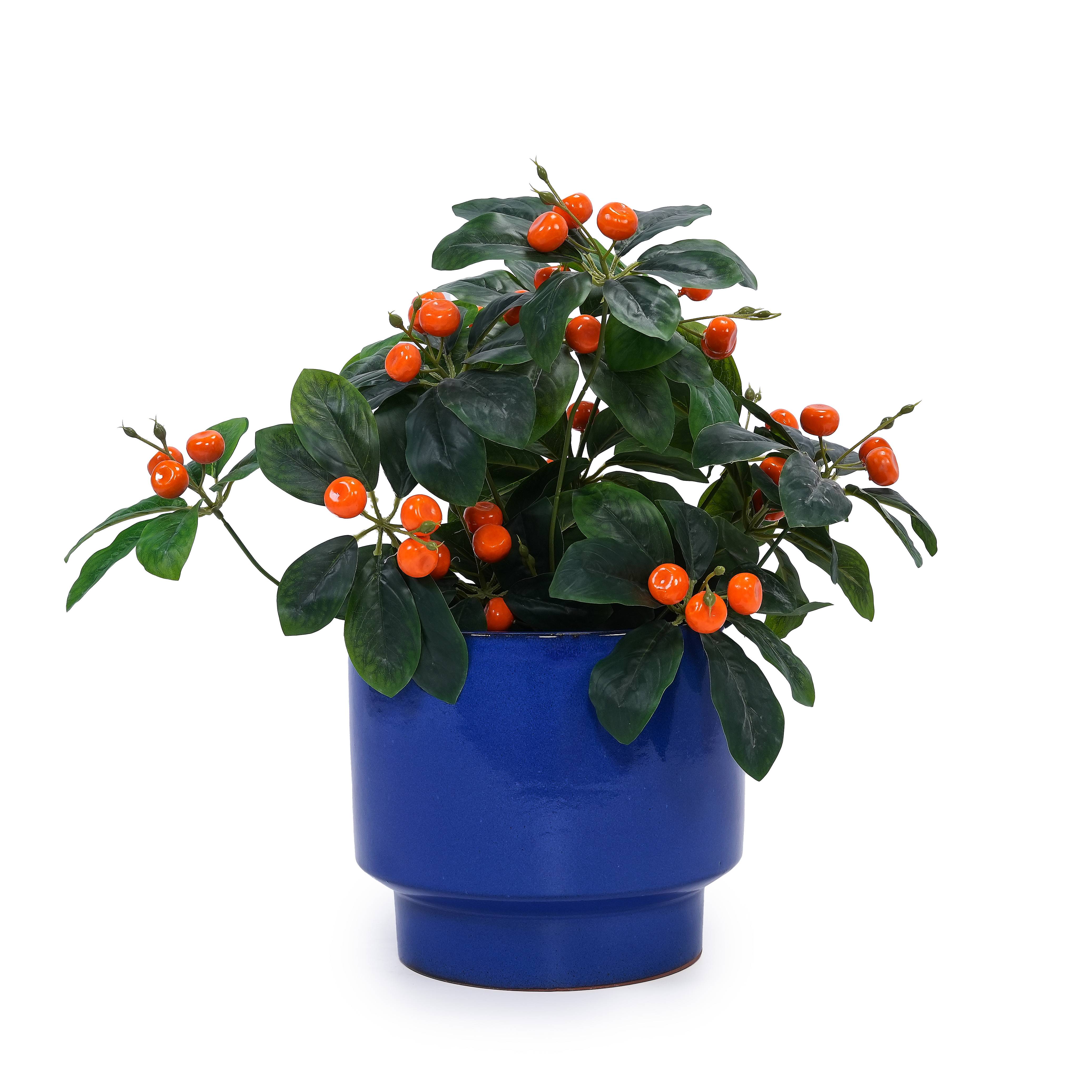Ensemble de 3 pots de fleurs en céramique, finition bleue unie, Ø 38,1/30,5/22,9 cm - PANGIVO - Image 8