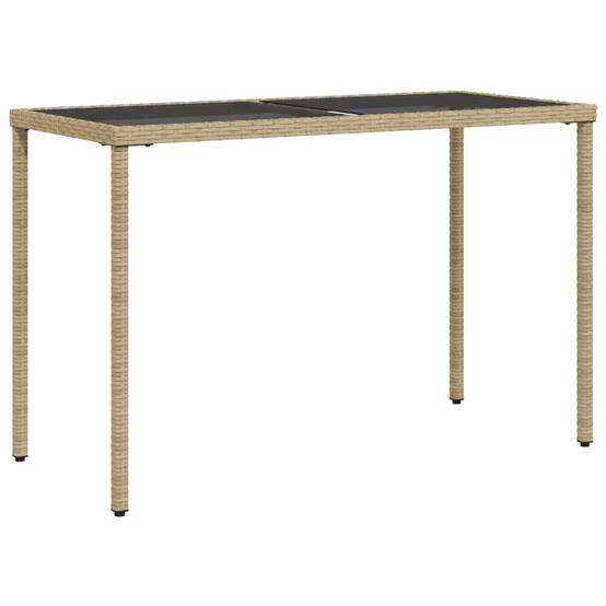 Table de jardin poly rotin beige avec verre trempé 115 x 54 x 74 cm - PANGIVO - Image 2